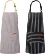 VALOME 2 Pack Kitchen Aprons, Apron for Cooking with 2 Pockets, Unisex Adjustable Neck Strap Chef Aprons for Men Women - Image 6