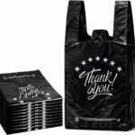 YoYoRain White Thank you T shirt bag, Grocery shopping bag Reusable and Disposable Supermarket Bag 11''x6''x21'' 100PCS