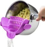 Kitchen Gizmo Snap N' Strain - Silicone Pasta Strainer Clip-On for Pots and Pans - Heat Resistant Colander for Vegetables and Noodles - Kitchen Gadgets for Cooking - Space-Saving Design - Gray - Image 2