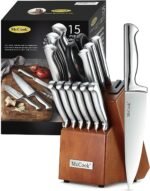McCook Knife Sets,German Stainless Steel Knife Block Sets with Built-in Sharpener, 15 Piece Chef Knife and More, Razor Sharp, Restaurant Grade, Anti-Rust, Elegant Box for Gift - Image 14