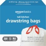 Basics Tall Kitchen Drawstring Trash Bags, Sturdy, 13 Gallon, Unscented, 200 Count - Image 4