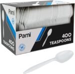 PAMI 400-Pack Medium Weight Disposable Plastic Teaspoons, Bulk Utensils for Parties, Weddings, Catering, Plastic Forks in Bulk Available (Teaspoons White) - Image 5