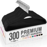 HOUSE DAY Black Velvet Hangers 60 Pack, Non Slip Clothes Felt Hanger Heavy Duty for Coat, Premium Slim Space Saving Suit Hangers for Closet Organizer, 360° Rotating Silver Hook
