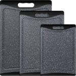 Extra Large Cutting Boards, Plastic Cutting Boards for Kitchen (Set of 3) Cutting Board Set Dishwasher Chopping Board with Juice Grooves Easy-Grip Handles, Dark Grey, Empune - Image 9