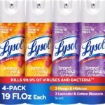 Lysol Disinfectant Spray, for Cleaning and Deodorizing, Lavender & Cotton Blossom + Mango & Hibiscus (Pack of 4)