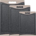 Extra Large Cutting Boards, Plastic Cutting Boards for Kitchen (Set of 3) Cutting Board Set Dishwasher Chopping Board with Juice Grooves Easy-Grip Handles, Dark Grey, Empune - Image 5