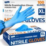 Supmedic Medical Soft Max Nitrile Exam Gloves, 100 Count Latex-Free Powder-Free Non-Sterile Food Safe Disposable Glove, Blue - Image 3