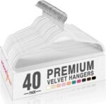 HOUSE DAY Black Velvet Hangers 60 Pack, Non Slip Clothes Felt Hanger Heavy Duty for Coat, Premium Slim Space Saving Suit Hangers for Closet Organizer, 360° Rotating Silver Hook - Image 11