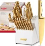 McCook Knife Sets,German Stainless Steel Knife Block Sets with Built-in Sharpener, 15 Piece Chef Knife and More, Razor Sharp, Restaurant Grade, Anti-Rust, Elegant Box for Gift - Image 10