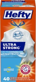 Hefty Ultra Strong 13 Gallon Trash Bags, Tall Kitchen Trash Bags 13 Gallon Size, Drawstring Closure, Continuous Odor Control, White, Lavender and Sweet Vanilla Scent, 80 Bags - Image 4