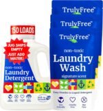 Truly Free Natural Laundry Detergent for Sensitive Skin | Eco Friendly, Plant Based, Baby Clothes Safe | Clean & Easy Powder to Liquid, 1 Empty Reusable Jug + 1 Fill Pack | Signature Scent, 50 Loads - Image 4