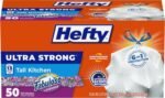 Hefty Ultra Strong 13 Gallon Trash Bags, Tall Kitchen Trash Bags 13 Gallon Size, Drawstring Closure, Continuous Odor Control, White, Lavender and Sweet Vanilla Scent, 80 Bags - Image 2