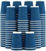 Lamosi 12 oz Disposable Coffee Cups - 120 Pack, Insulated Corrugated Paper Cups 12 oz, Kraft Ripple Wall Cups for Hot Beverage or Cold Drinks Office/Home/Party/Travel/Cafe (Black) - Image 6