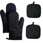 Oven Mitts and Pan Racks 4-Piece Set, Extended Kitchen Oven Mitts and Pan Racks, Heat Resistant 500 °F, Silicone Non-Slip Surface for Baking and Cooking (Black) - Image 4