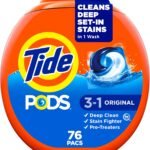 Tide PODS laundry detergent pacs, 3-in-1 Stain Remover, Odor Fighter, Color Protector, 112 Count, HE compatible, Original Scent