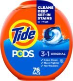 Tide PODS laundry detergent pacs, 3-in-1 Stain Remover, Odor Fighter, Color Protector, 112 Count, HE compatible, Original Scent