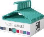 Plastic Hangers 50 Pack White - Clothes Hangers - Makes The Perfect Coat Hanger and General Space Saving Hangers for Closet and New Apartment Essentials - Percheros Ganchos para Colgar Ropa Hangars - Image 3