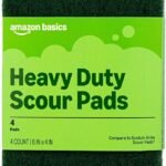 Basics Heavy Duty Scour Pads, Dish Scrubber for Kitchen + Outdoor, 4 Count, Pack of 1