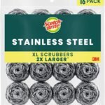 Scotch-Brite Stainless Steel Scrubbers, Scouring Pads for Cleaning Tough Baked-On Messes, Metal Scrubbers for Cleaning Dishes, 3 Scrub Pads