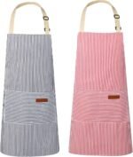 VALOME 2 Pack Kitchen Aprons, Apron for Cooking with 2 Pockets, Unisex Adjustable Neck Strap Chef Aprons for Men Women - Image 2