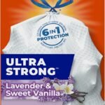 Hefty Ultra Strong 13 Gallon Trash Bags, Tall Kitchen Trash Bags 13 Gallon Size, Drawstring Closure, Continuous Odor Control, White, Lavender and Sweet Vanilla Scent, 80 Bags