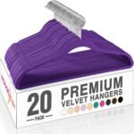 HOUSE DAY Black Velvet Hangers 60 Pack, Non Slip Clothes Felt Hanger Heavy Duty for Coat, Premium Slim Space Saving Suit Hangers for Closet Organizer, 360° Rotating Silver Hook - Image 23