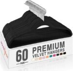 HOUSE DAY Black Velvet Hangers 60 Pack, Non Slip Clothes Felt Hanger Heavy Duty for Coat, Premium Slim Space Saving Suit Hangers for Closet Organizer, 360° Rotating Silver Hook - Image 37
