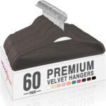 HOUSE DAY Black Velvet Hangers 60 Pack, Non Slip Clothes Felt Hanger Heavy Duty for Coat, Premium Slim Space Saving Suit Hangers for Closet Organizer, 360° Rotating Silver Hook - Image 17