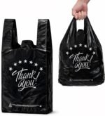 YoYoRain White Thank you T shirt bag, Grocery shopping bag Reusable and Disposable Supermarket Bag 11''x6''x21'' 100PCS - Image 7