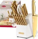 McCook Knife Sets,German Stainless Steel Knife Block Sets with Built-in Sharpener, 15 Piece Chef Knife and More, Razor Sharp, Restaurant Grade, Anti-Rust, Elegant Box for Gift - Image 8