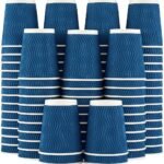Lamosi 12 oz Disposable Coffee Cups - 120 Pack, Insulated Corrugated Paper Cups 12 oz, Kraft Ripple Wall Cups for Hot Beverage or Cold Drinks Office/Home/Party/Travel/Cafe (Black)