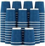 Lamosi 12 oz Disposable Coffee Cups - 120 Pack, Insulated Corrugated Paper Cups 12 oz, Kraft Ripple Wall Cups for Hot Beverage or Cold Drinks Office/Home/Party/Travel/Cafe (Black)