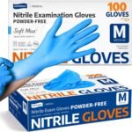 Supmedic Medical Soft Max Nitrile Exam Gloves, 100 Count Latex-Free Powder-Free Non-Sterile Food Safe Disposable Glove, Blue