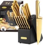McCook Knife Sets,German Stainless Steel Knife Block Sets with Built-in Sharpener, 15 Piece Chef Knife and More, Razor Sharp, Restaurant Grade, Anti-Rust, Elegant Box for Gift - Image 7