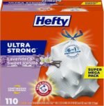 Hefty Ultra Strong 13 Gallon Trash Bags, Tall Kitchen Trash Bags 13 Gallon Size, Drawstring Closure, Continuous Odor Control, White, Lavender and Sweet Vanilla Scent, 80 Bags - Image 3