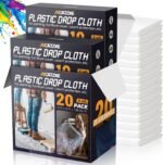 12 x 9 Ft Plastic Drop Cloths (6-Pack) - Disposable Painter's Sheeting & Tarps for Painting, Waterproof Furniture/Couch/Floor Protection - Image 4