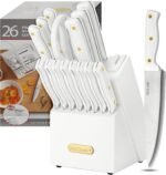 McCook Knife Sets,German Stainless Steel Knife Block Sets with Built-in Sharpener, 15 Piece Chef Knife and More, Razor Sharp, Restaurant Grade, Anti-Rust, Elegant Box for Gift - Image 2