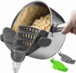 Kitchen Gizmo Snap N' Strain - Silicone Pasta Strainer Clip-On for Pots and Pans - Heat Resistant Colander for Vegetables and Noodles - Kitchen Gadgets for Cooking - Space-Saving Design - Gray - Image 4