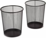 Seville Classics 2-Pack Steel Mesh Round Trashcan Wastebasket for Trash or Recycle in The Home, Office, or Garage, Black, 6 Gallon - Image 3